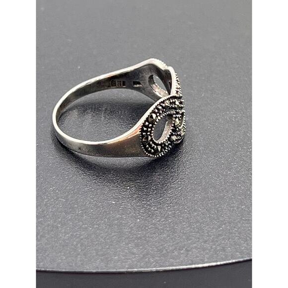 IBB TH 925 Sterling Silver Marcesite Intertwined Ring Sz 8 - Picture 5 of 8